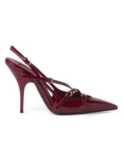 Miu Miu Tyrian Purple Leather Pumps In Burgundy