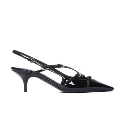 Miu Miu Women Patent Slingback Pump With Buckles In Black