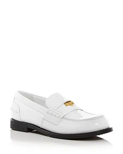 Miu Miu Patent Leather Penny Loafers In White