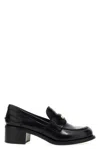 Miu Miu Penny Loafers In Brushed Leather In Black