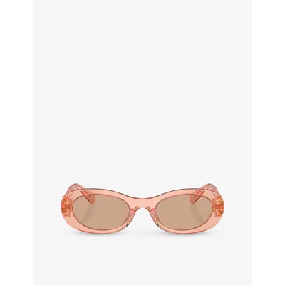 Miu Miu Womens Pink Mu 06zs Oval-frame Acetate Sunglasses