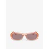 Miu Miu Womens Pink Mu 08zs Oval-frame Acetate Sunglasses