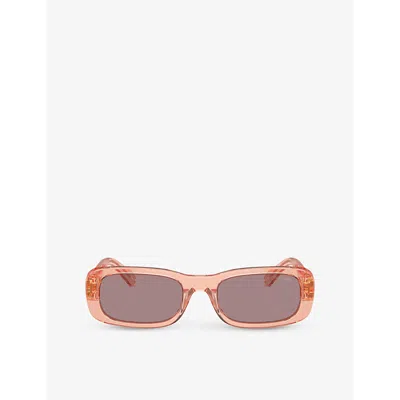 Miu Miu Womens Pink Mu 08zs Oval-frame Acetate Sunglasses