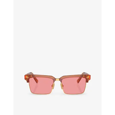 MIU MIU WOMENS PINK MU 10ZS RECTANGLE-FRAME ACETATE SUNGLASSES