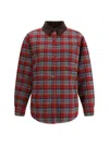 Miu Miu Plaid Coat With Corduroy Collar In Multi