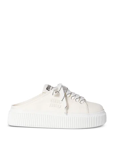 Miu Miu Women's Platform Mule Sneakers In White