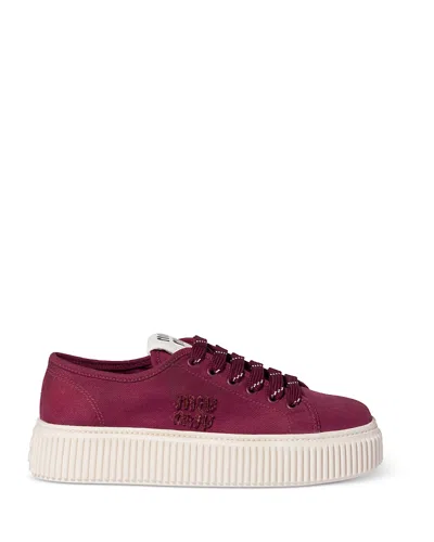 Miu Miu Women's Platform Sneakers In Burgundy