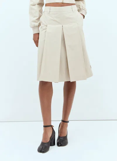 Miu Miu Pleated Midi Skirt In Cream