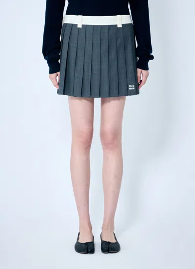 MIU MIU MIU MIU WOMEN PLEATED MINI SKIRT