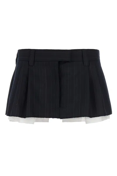 Miu Miu Striped Mini Skirt In Blue