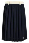 Miu Miu Mohair-wool Blend Pleated Midi Skirt In Blue