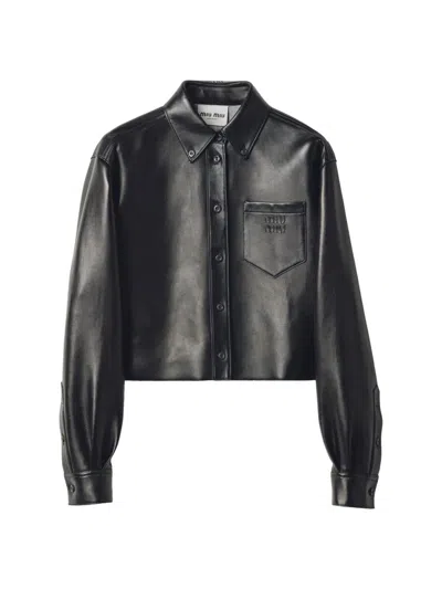 Miu Miu Women's Plongé Nappa Leather Shirt In Black