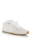 Miu Miu Leather Plume Low-top Sneakers Rubber Sole In White