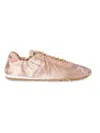 Miu Miu Plume Satin Low Top Sneaker In Gold