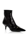Miu Miu Leather Buckle Trio Ankle Booties In Nero