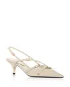 Miu Miu Elegant Mini Leather Pumps With 5.5 Cm Heel In Avorio
