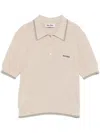 Miu Miu Sand-coloured Cotton Knit Polo Women In Neutral