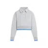 Miu Miu Cotton Fleece And Poplin Sweatshirt In Grey