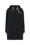 Miu Miu Single-breasted Hooded Parka Coat In Black