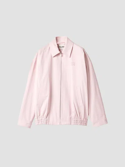 Miu Miu Women's Poplin Blouson Jacket In Pink