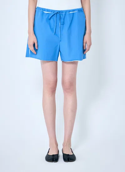 Miu Miu Women Poplin Boxer Shorts In Blue