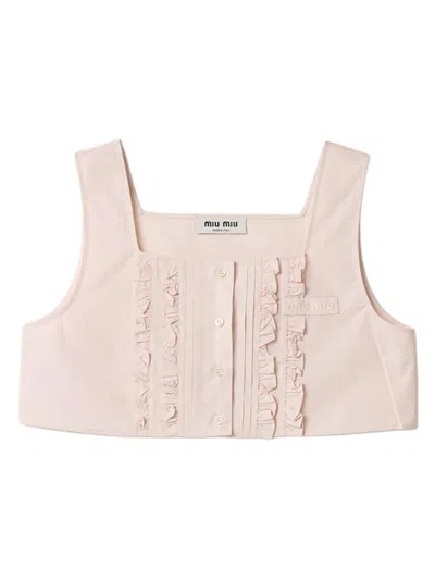 Miu Miu Poplin Crop Top In Pink