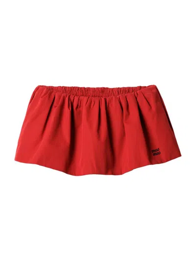 Miu Miu Women's Poplin Miniskirt In Red