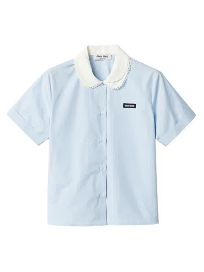 Miu Miu Women's Poplin Shirt In Blue