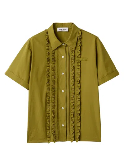 Miu Miu Poplin Shirt In Green