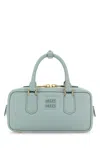 Miu Miu Nappa Leather Rectangular Handbag With Top Handles In Blue