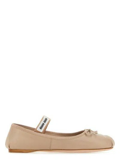 Miu Miu Satin Bow Ballerina Flats In Orchidea