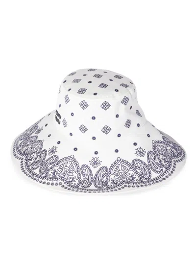 Miu Miu Women's Printed Cotton Hat In White