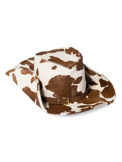 Miu Miu Women's Printed Leather Cowboy Hat In White