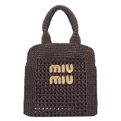 Miu Miu Women Raffia -effect Woven Tote Bag