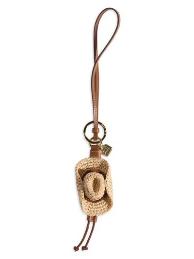 Miu Miu Women's Raffia And Leather Key Ring In Brown