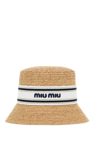 Miu Miu Women Raffia Bucket Hat