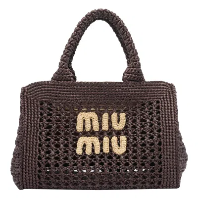Miu Miu Women Raffia  Handbag In Brown