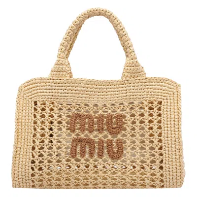 Miu Miu Women Raffia  Handbag In White