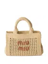 Miu Miu Structured Raffia Handbag With Adjustable Strap