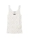 Miu Miu Floral-pattern Logo-label Tank Top In White