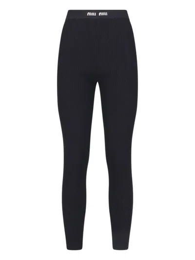 Miu Miu Ribbed Pants In Black
