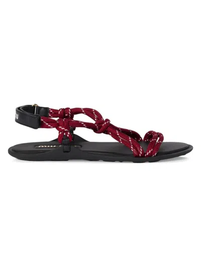 Miu Miu Riviere Cord And Leather Sandals In Multi
