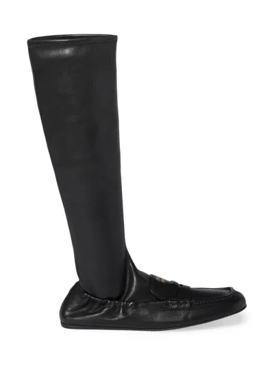 Miu Miu Women's Ruches Nappa Leather Boots In Black