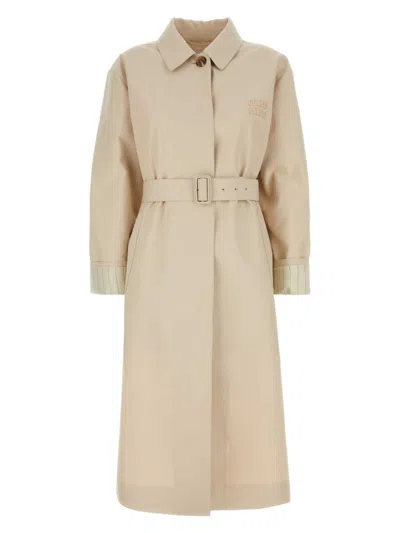 MIU MIU WOMEN'S SAND COTTON TRENCH COAT