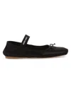Miu Miu Logo-printed Bow Detailed Ballerina Shoes In Black
