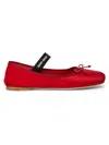 Miu Miu Women's Satin Ballet Flats In Rosso