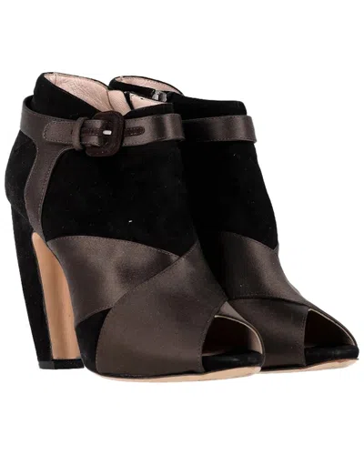 Miu Miu Women's Satin Peep-toe Bootie (authentic Pre-loved) In Black