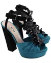 Miu Miu Women's Satin Platform Ankle Strap Sandal (authentic Pre-loved) In Multi