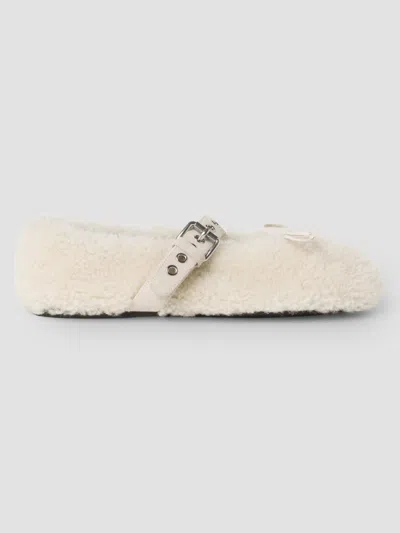 Miu Miu Women's Shearling Ballerinas In Neutral