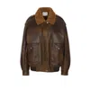 Miu Miu Long Sleeve Cotton Coat In Brown